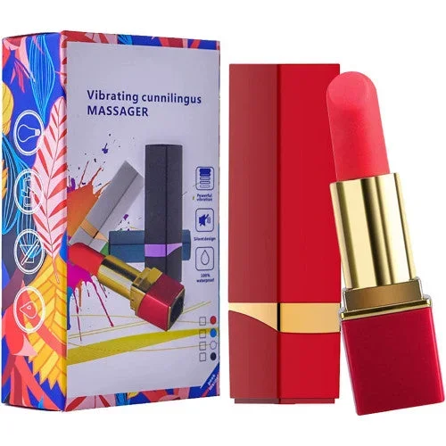 10 Speed Red Rechargeable Silicone Vibrating Lipstick
