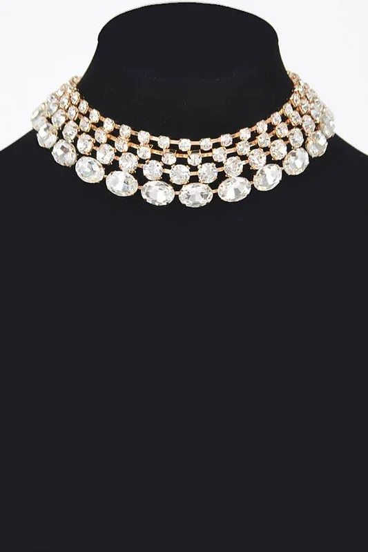 3AM BY H&D ACCESSORIES – Multi Rhinestone Layered Necklace