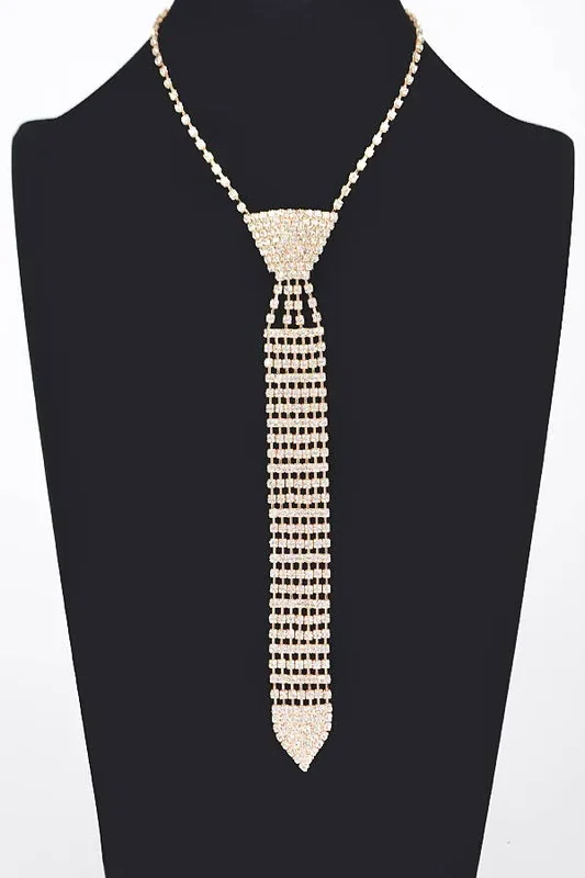 3AM BY H&D ACCESSORIES – Rhinestone Necktie Necklace TT8643