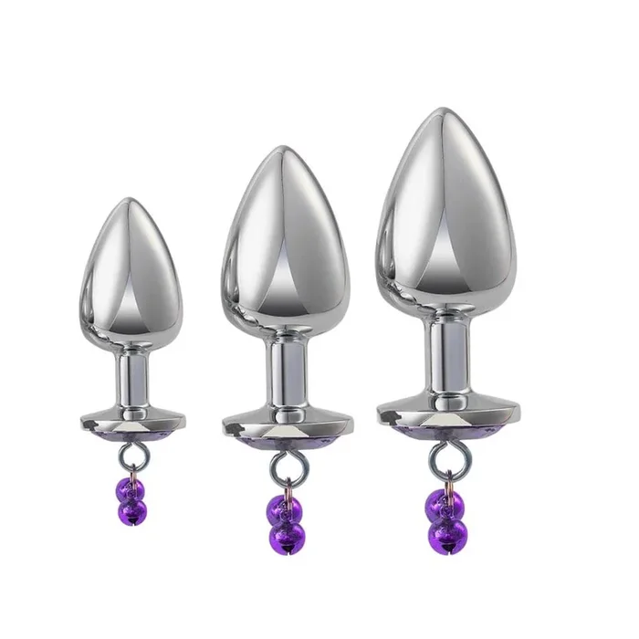 3PCs Metal Double Bells Jewel Anal Plug Set Adult Toy