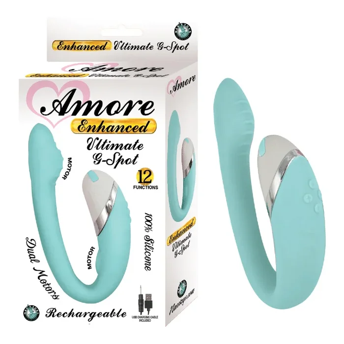 5 Inch Amore Enhanced Ultimate G-Spot Dual Motors Rechargeable Silicone Vibrator