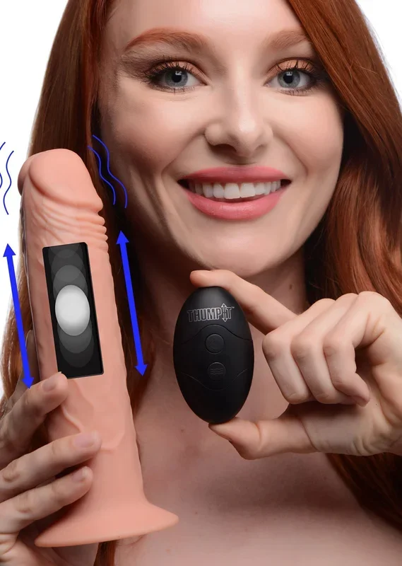 7X Remote Control Vibrating and Thumping Dildo – Light