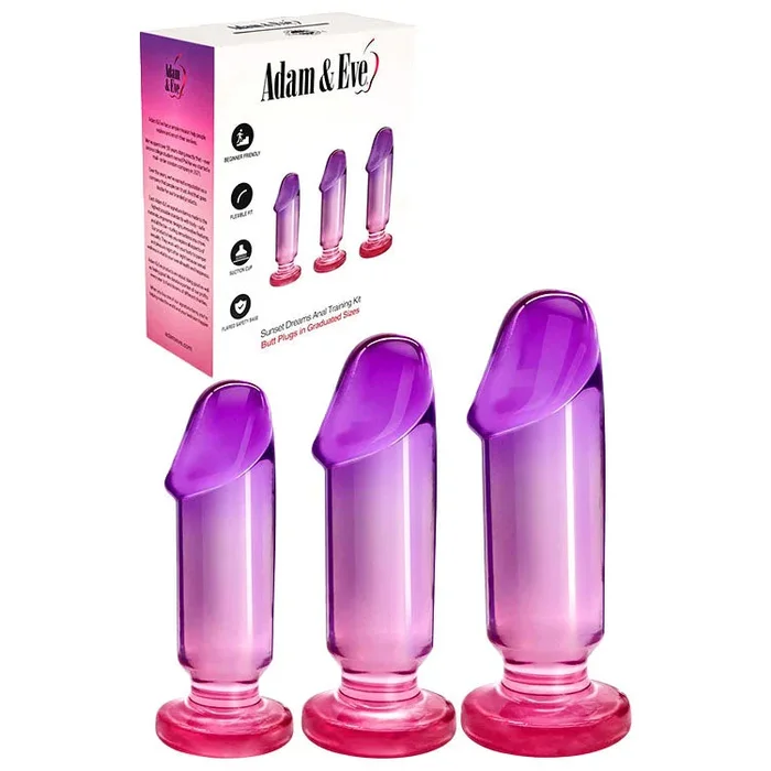 Adam & Eve SUNSET DREAMS Anal Training Kit – /Purple Anal Training Set – Set of 3 Plugs