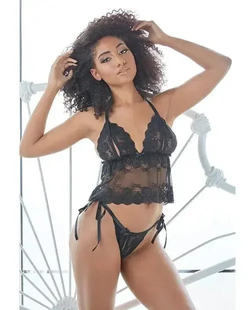 Allure Gigi Peek a Boo Babydoll with Tie Side Open Panty