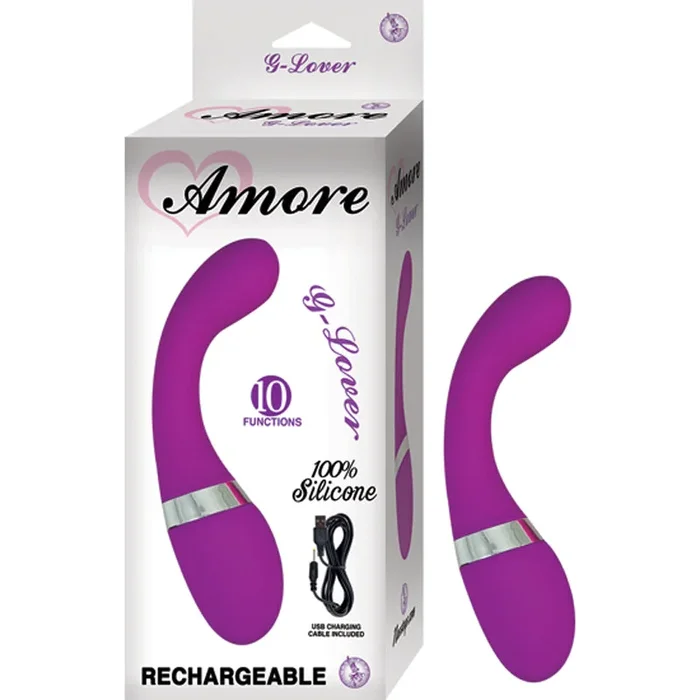 Amore G Lover Silicone Multispeed Waterproof Rechargeable Vibe W/USB Cord (Purple)