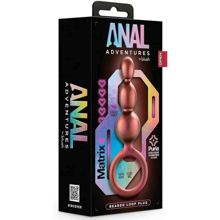 Anal Adventures Matrix Beaded Loop Platinum-Cured Silicone Plug – Copper