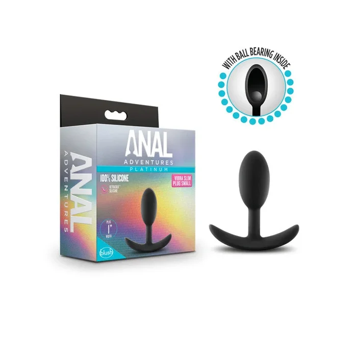 Anal Adventures Platinum Vibra Slim Plug – 8.9 cm Small Butt Plug with Internal Ball