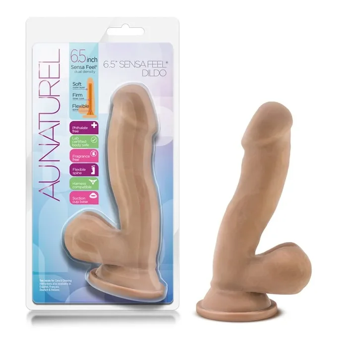 Au Naturel 6.5 in. Posable Dual Density Dildo with Balls Tan