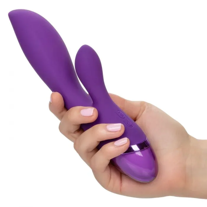 Aura Dual Lover Dual Rabbit Vibrator Vibrating Silicone USB Rechargeable Waterproof – Purple