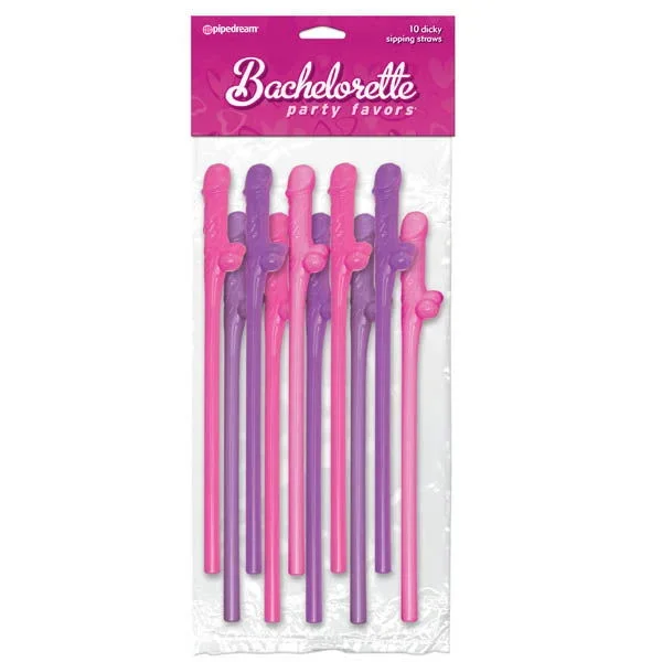 Bachelorette Party Favors – Dicky Sipping Straws – Coloured Straws – Set of 10