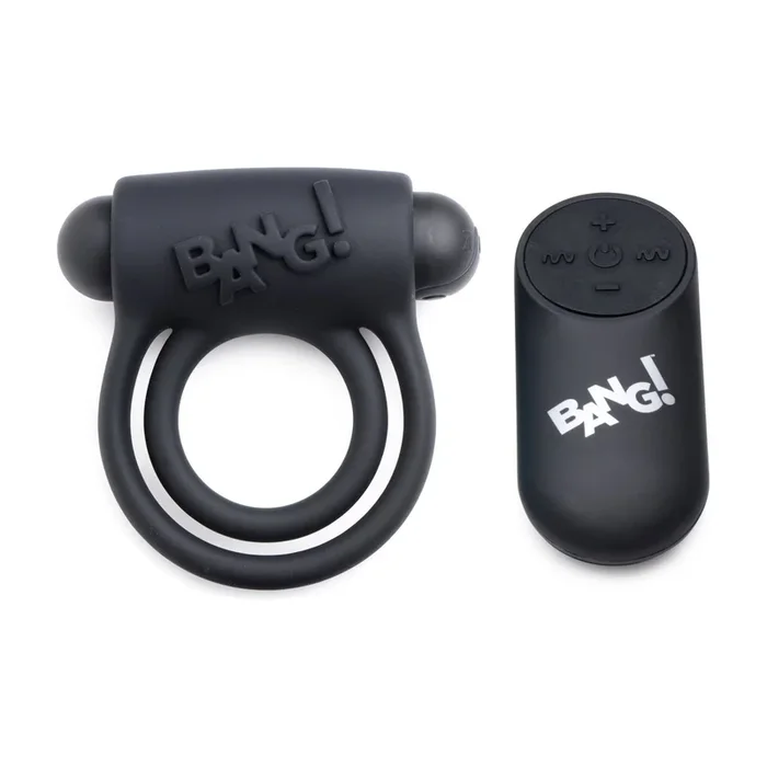 Bang Silicone Cock Ring and Bullet With Remote Control Black