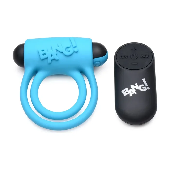 Bang Silicone Cock Ring and Bullet With Remote Control Blue