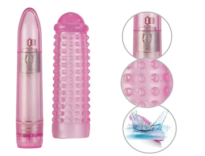 Basic Essentials Softee Traditional Vibrator With Removable Sleeve 5.5 Inch Pink
