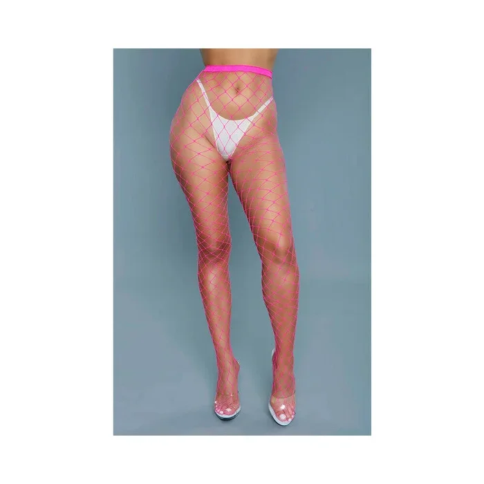 BeWicked Oversized Fishnet Pantyhose Hot Pink O/S