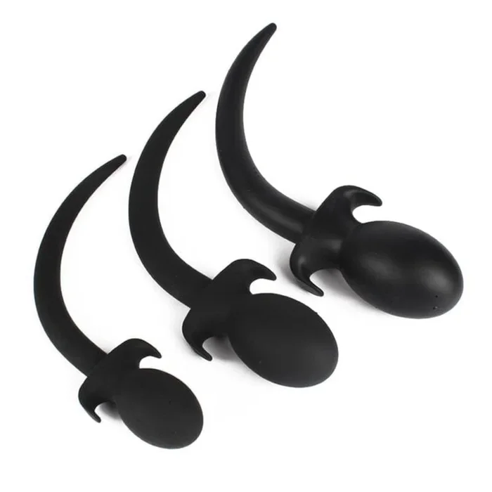 Black Rounded Silicone Dog Tail Plug 9 to 10″ Long
