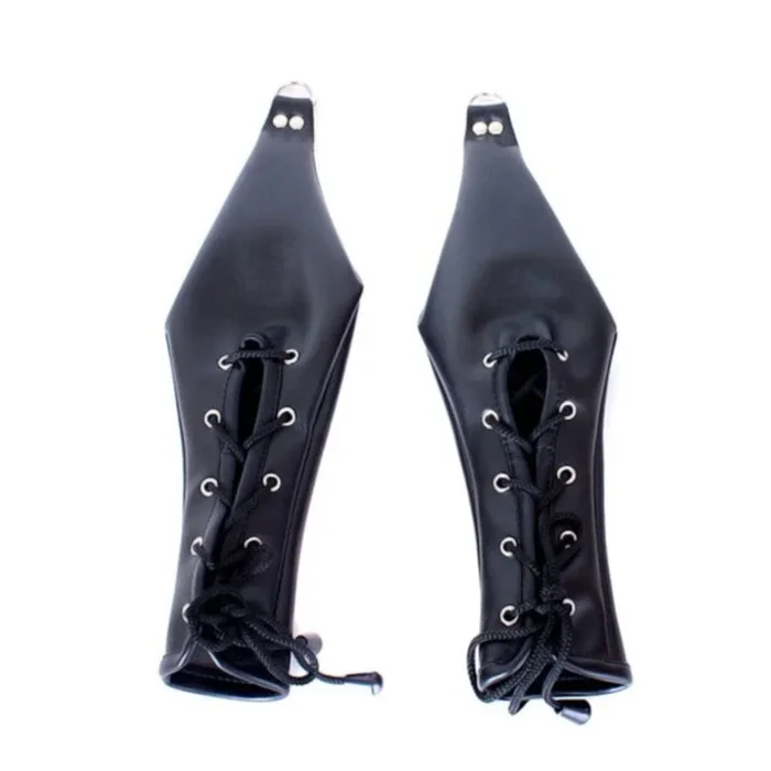 Black Soft Leather Pet Play Bondage Mitts