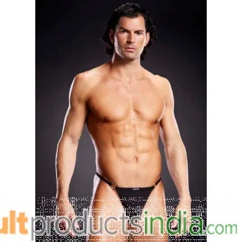 Blueline Performance Microfiber V-String With Metal Rings Black L/XL