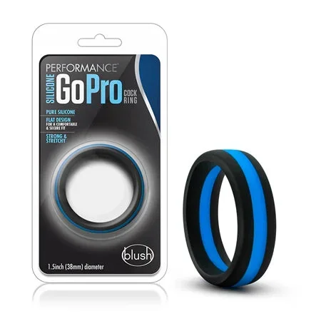 Blush Performance Silicone Go Pro Cock Ring – Black/Blue