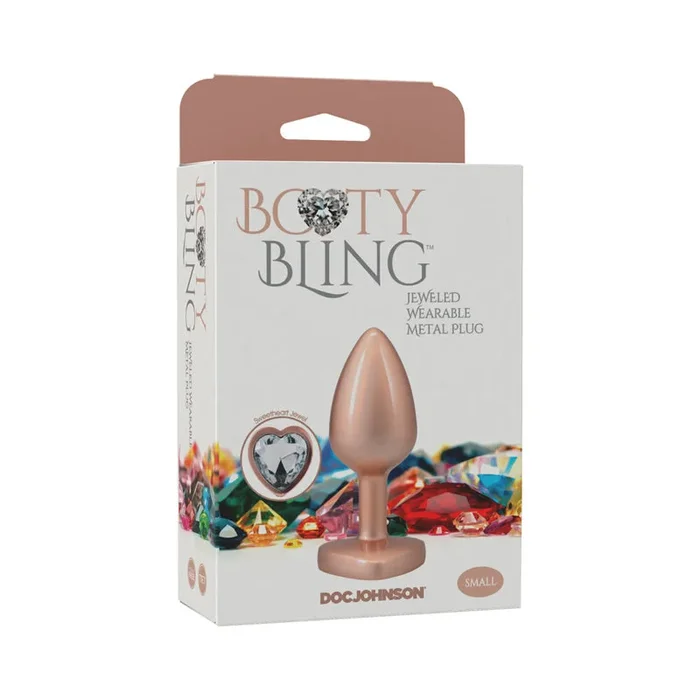 Booty Bling Heart Diamond Jeweled Metal Plug Gold Small