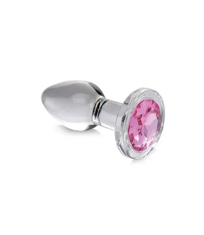 Booty Sparks Pink Gem Small Glass Anal Plug
