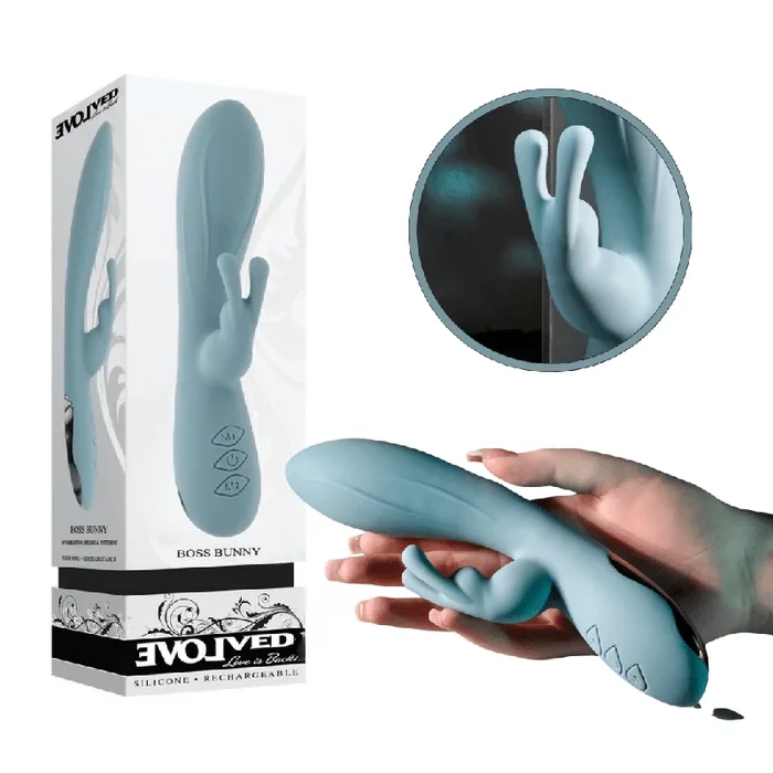 Boss Bunny Multi-Speed G-Spot Clitoral Women Rechargeable Rabbit Vibrator Blue