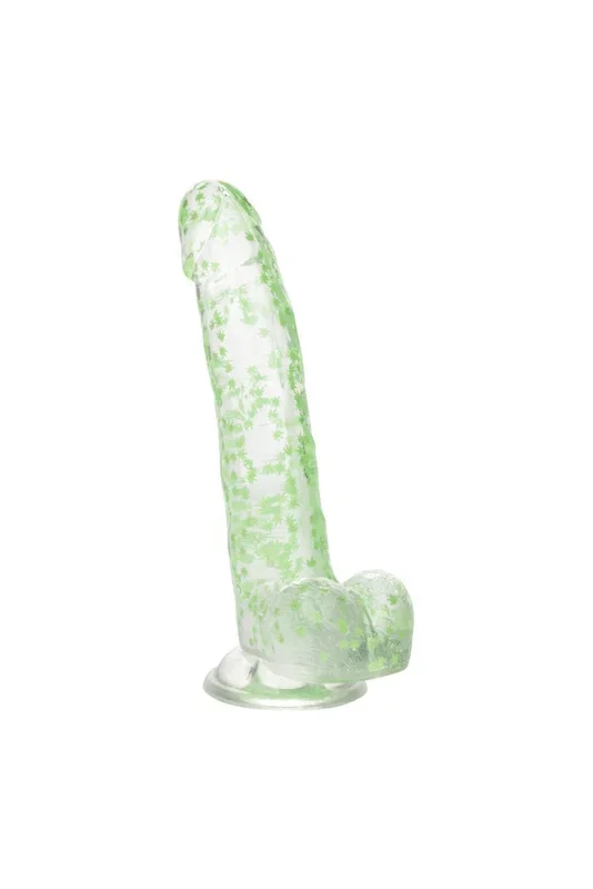 Cal Exotics – Naughty Bits – I Leaf Dick Glow-In-The-Dark Weed Leaf Dildo – Clear/Green