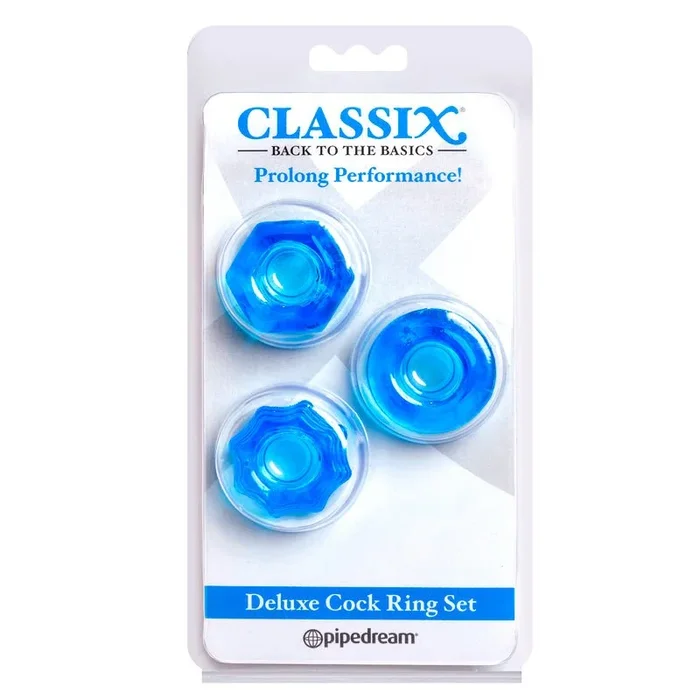 Classix 3-Piece Deluxe Cock Ring Set Blue