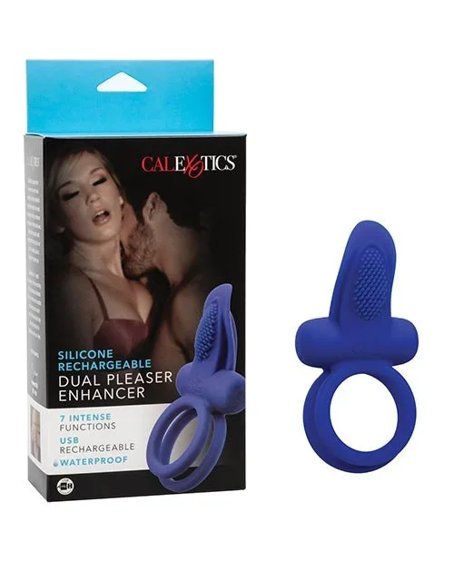 Couples Enhancers Silicone Rechargeable Dual Pleaser Enhancer – Blue