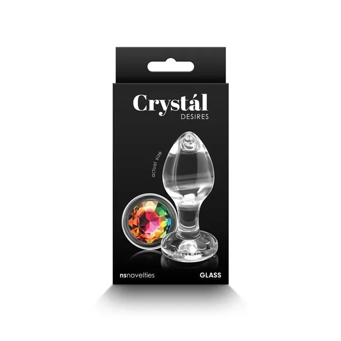 Crystal Desires Glass Butt Plug with Rainbow Gem – Medium