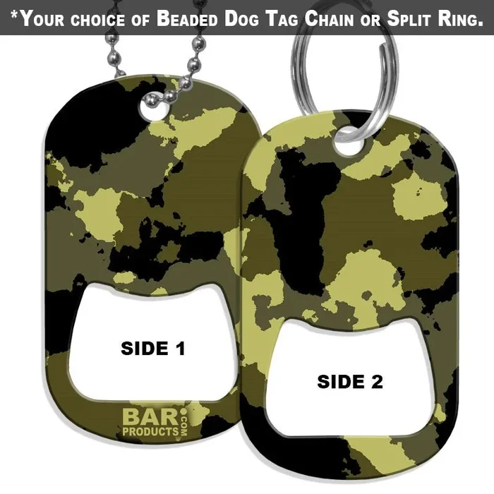 Dog Tag Bottle Opener – Black / Yellow Grunge Camo