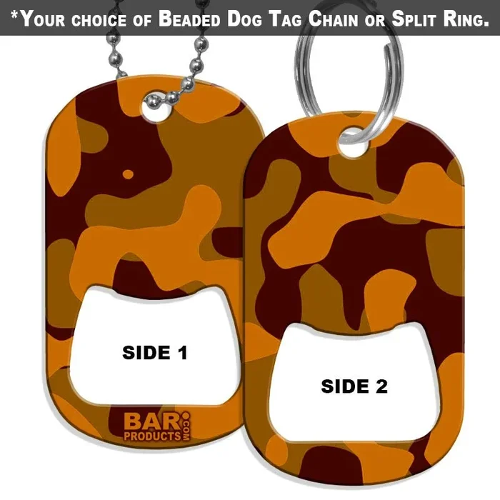 Dog Tag Bottle Opener – Orange Camo