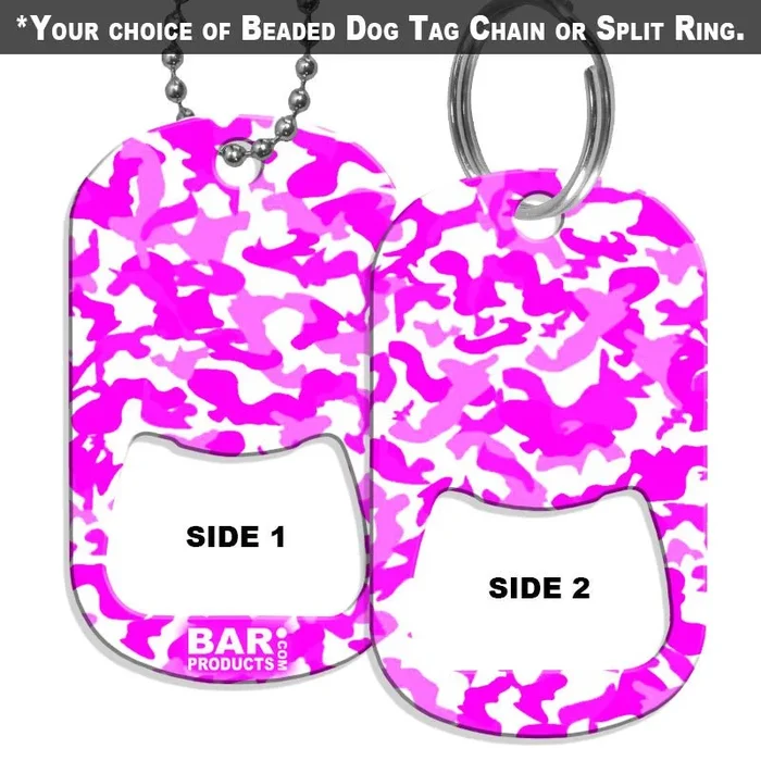 Dog Tag Bottle Opener – Pink and White Camo