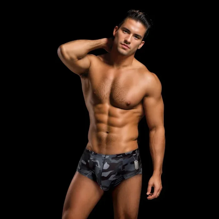 Envy Camo Trunks W/ Dog Tag-Blk-M/L