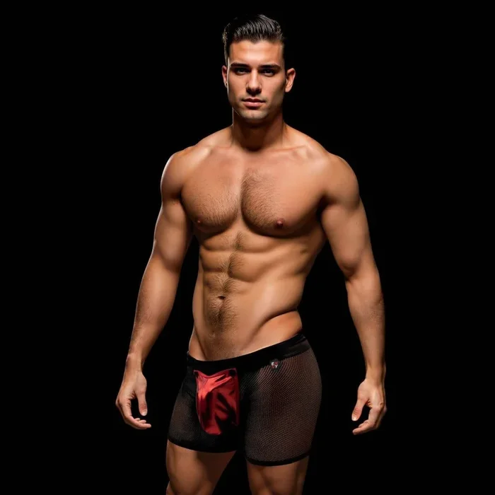 Envy Snap Down Mesh Boxer Brief-Black/Red-M/L
