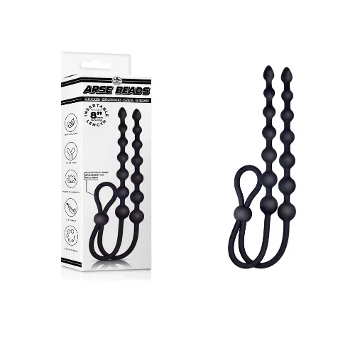 Excellent Power Arse Beads Adjustable Cock Ring With 8″ Double Ball Beads