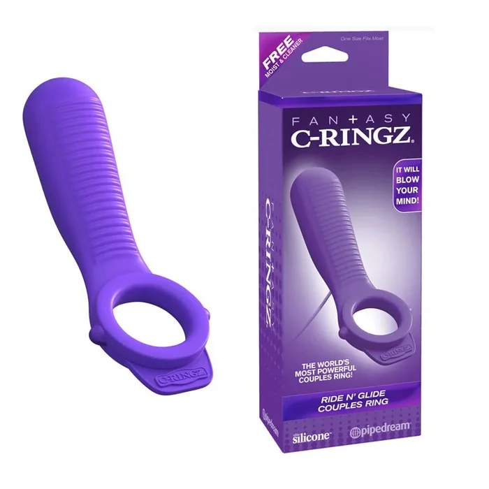 Fantasy C-Ringz Remote-Controlled Vibrating Ride N Glide Couples Ring Purple