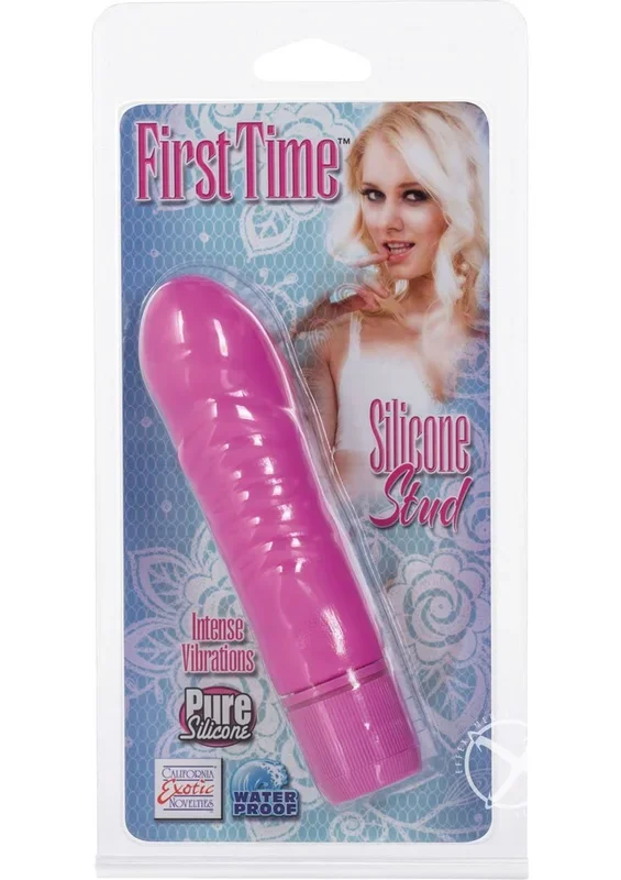 First Time Silicone Studs Traditional Vibrator Waterproof Pink 4 Inch