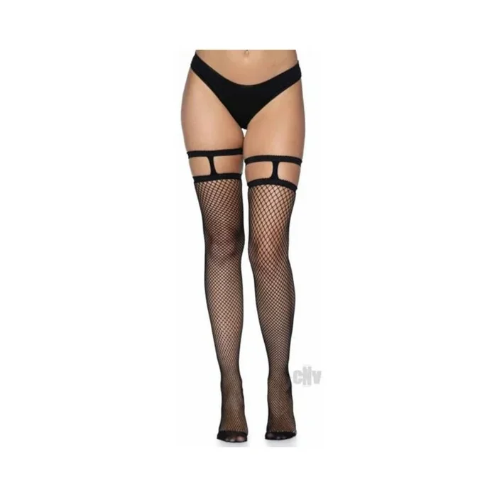 Fishnet Thigh High Garter Top Os Black
