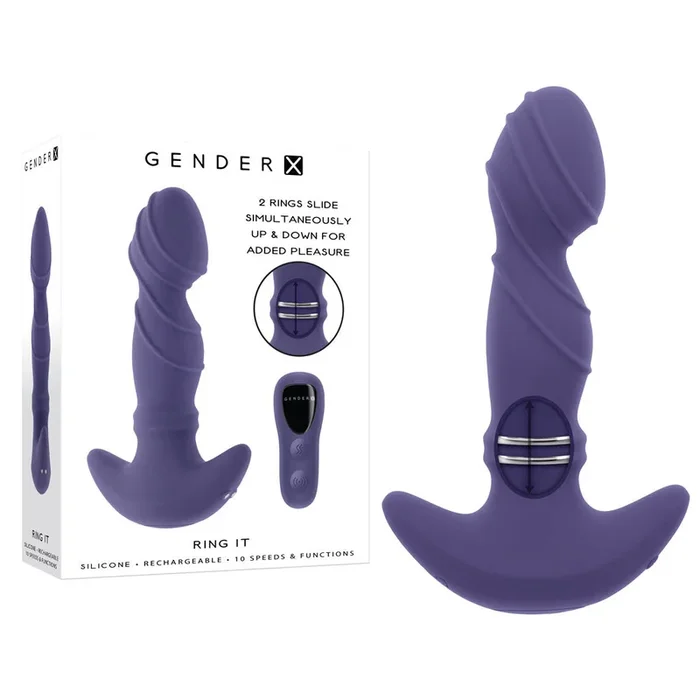 Gender X RING IT – Purple 16.5 cm USB Rechargeable Vibrator with Wireless Remote