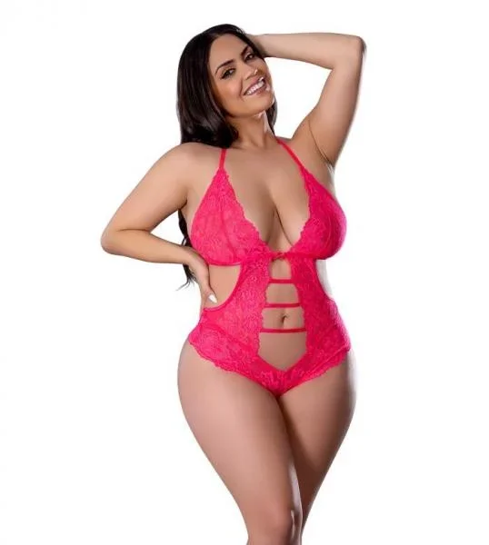 Get It Girl Lace Halter Teddy W/snap Crotch – Pink Qn