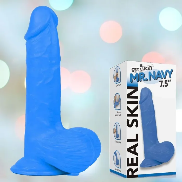 Get Lucky Mr. Navy 7.5″ Realistic Dildo with Suction Cup – Blue