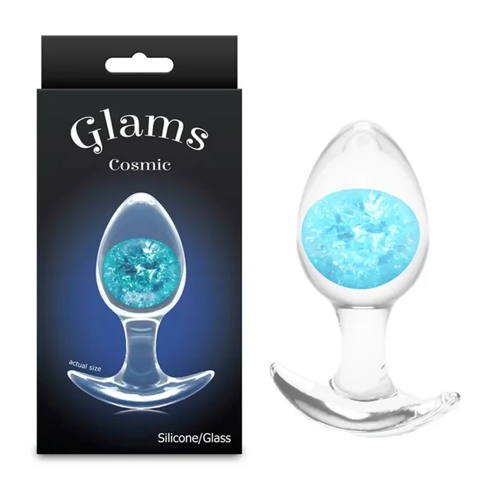 Glams Cosmic – Medium – Clear/Blue 9.5 cm Butt Plug