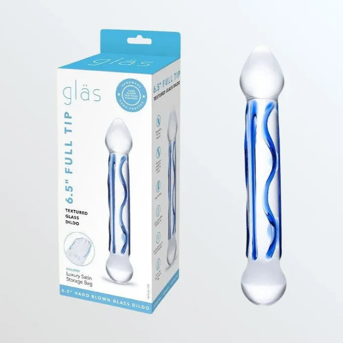 Gläs Full Tip 6.5″ Textured Glass Dildo