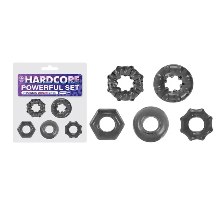 Hardcore Powerful Set Cock Rings – Set of 5 – Smoke Cock Rings – Set of 5
