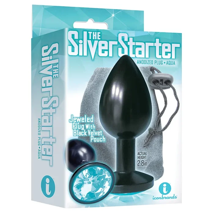 Icon Brands – The Silver Starter Round Jewel Plug – Aqua
