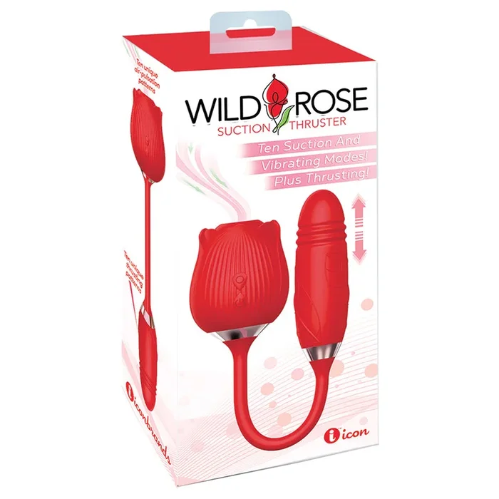 Icon Brands – Wild Rose & Thruster Rechargeable Silicone Suction and Thrusting Vibrator