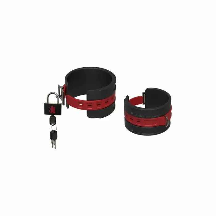 KINK – Silicone Wrist Cuffs – Black & Red