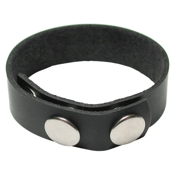 KinkLab 3 Snap Cock Ring – Black Leather Adjustable Cock Ring