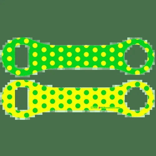 Kolorcoat™ Dog Bone Bottle Opener – Green and Yellow Polka Dots
