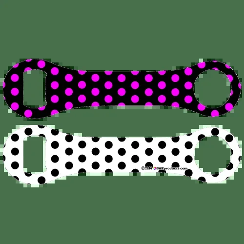 Kolorcoat™ Dog Bone Bottle Opener – Purple, Black and White Polka Dots